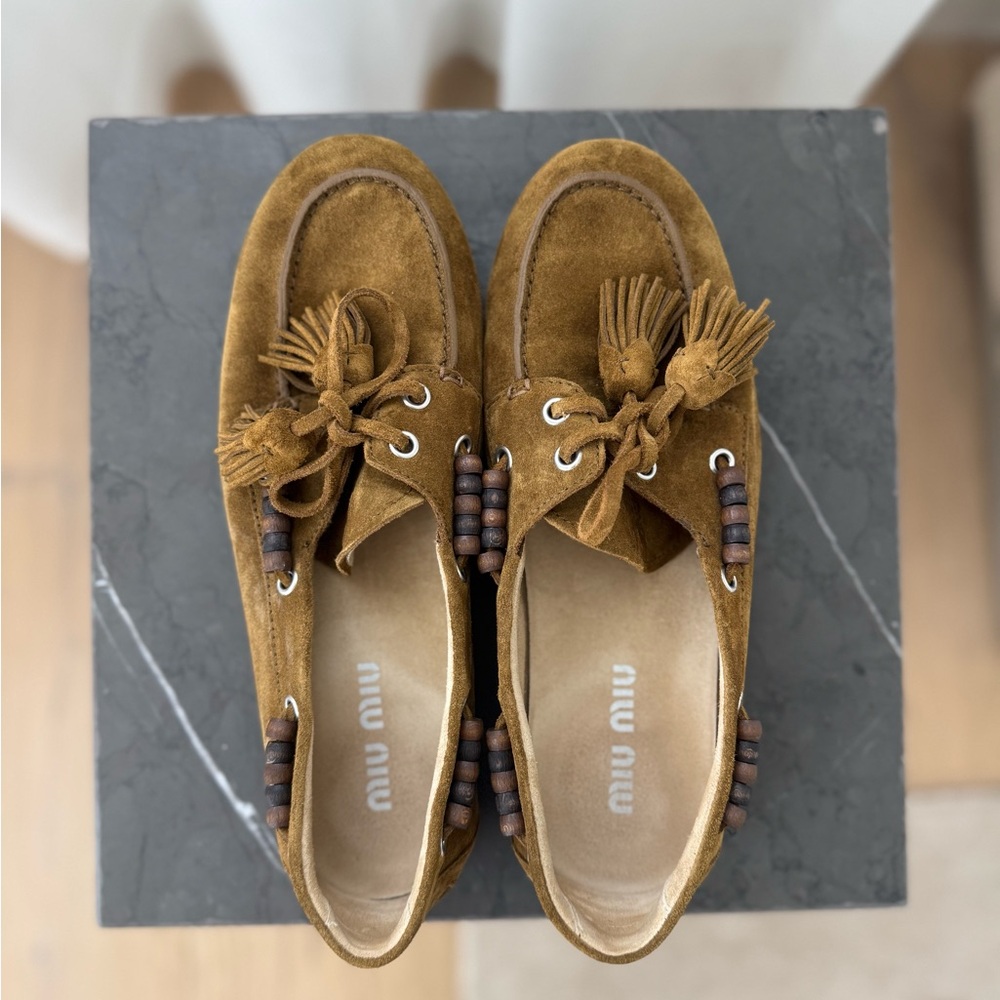 Miu Miu Suede Tassel Loafers - Picture 4 of 7